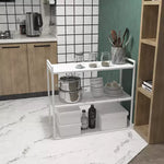 キッチンラック 幅80cm/100cm/120cm 3段 スチール製 収納ラック 完成品 落地式 多目的シェルフ キッチン収納 飾り棚 カウンター下収納 マットホワイト おしゃれ シンプル 北欧風