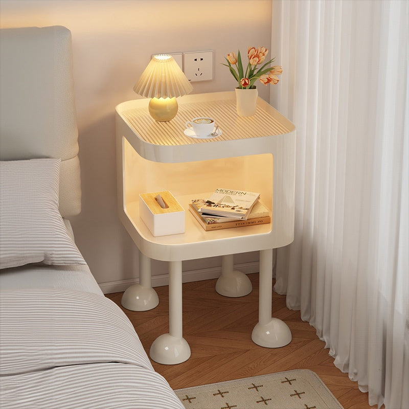 脚の取り付けが必要 金属製 ナイトテーブル スチール 幅35cm ガラス天板 ベッドサイドテーブル ソファ横テーブル 収納ラック サイドテーブル 白 ホワイト White 黒 ブラック Black 寝室向け シンプル モダン 省スペース 小型 家具