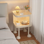 脚の取り付けが必要 金属製 ナイトテーブル スチール 幅35cm ガラス天板 ベッドサイドテーブル ソファ横テーブル 収納ラック サイドテーブル 白 ホワイト White 黒 ブラック Black 寝室向け シンプル モダン 省スペース 小型 家具