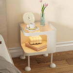 脚の取り付けが必要 金属製 ナイトテーブル スチール 幅35cm ガラス天板 ベッドサイドテーブル ソファ横テーブル 収納ラック サイドテーブル 白 ホワイト White 黒 ブラック Black 寝室向け シンプル モダン 省スペース 小型 家具