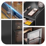 完成品 金属製 ナイトテーブル スチール 幅25cm 省スペース 寝室用 ベッドサイドテーブル サイドキャビネット 収納ラック サイドボード ブラック 一段引き出し/二段引き出し コンパクト