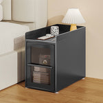 完成品 金属製 ナイトテーブル スチール 幅25cm 省スペース 寝室用 ベッドサイドテーブル サイドキャビネット 収納ラック サイドボード ブラック 一段引き出し/二段引き出し コンパクト