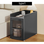 完成品 金属製 ナイトテーブル スチール 幅25cm 省スペース 寝室用 ベッドサイドテーブル サイドキャビネット 収納ラック サイドボード ブラック 一段引き出し/二段引き出し コンパクト