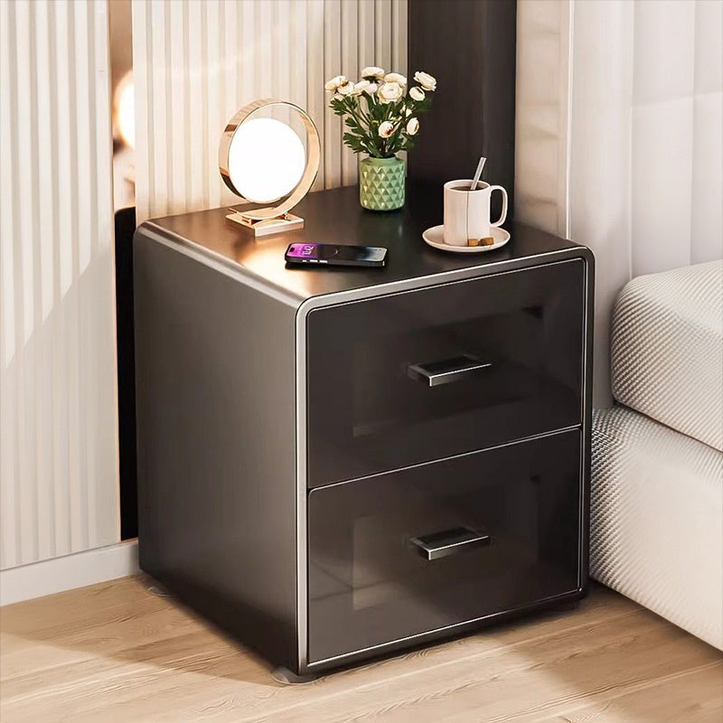 金属製 ナイトテーブル スチール 幅34cm ほぼ完成品 小型 サイドキャビネット 寝室用 炭素鋼 収納サイドボード 高級感 ベッドサイドテーブル 耐久性 コンパクト