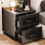 金属製 ナイトテーブル スチール 幅34cm ほぼ完成品 小型 サイドキャビネット 寝室用 炭素鋼 収納サイドボード 高級感 ベッドサイドテーブル 耐久性 コンパクト