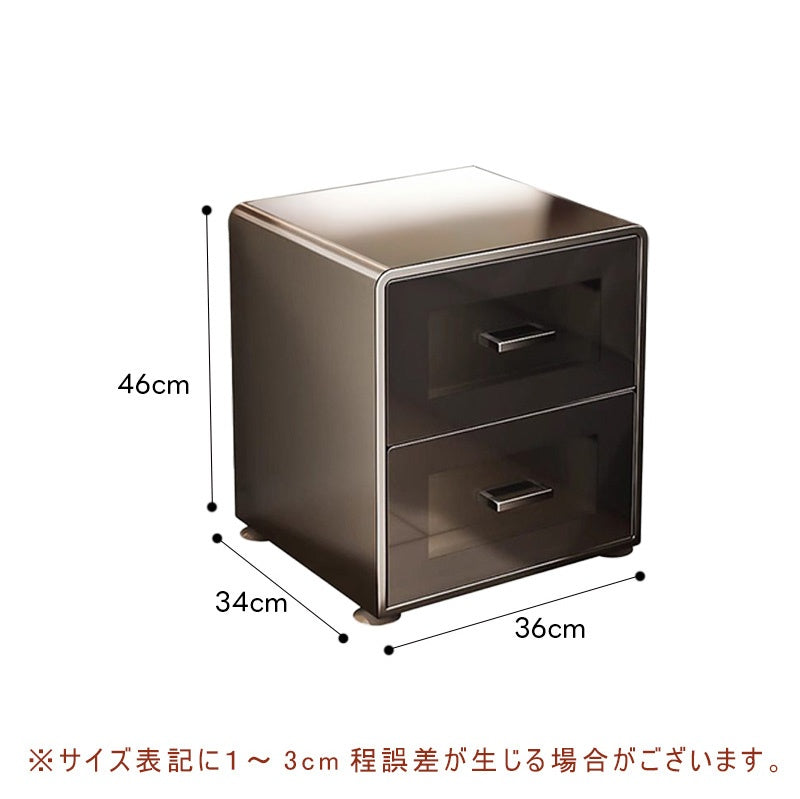 金属製 ナイトテーブル スチール 幅34cm ほぼ完成品 小型 サイドキャビネット 寝室用 炭素鋼 収納サイドボード 高級感 ベッドサイドテーブル 耐久性 コンパクト