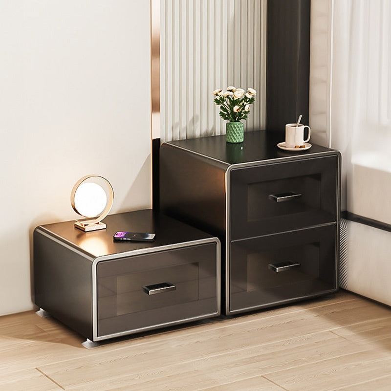 金属製 ナイトテーブル スチール 幅34cm ほぼ完成品 小型 サイドキャビネット 寝室用 炭素鋼 収納サイドボード 高級感 ベッドサイドテーブル 耐久性 コンパクト