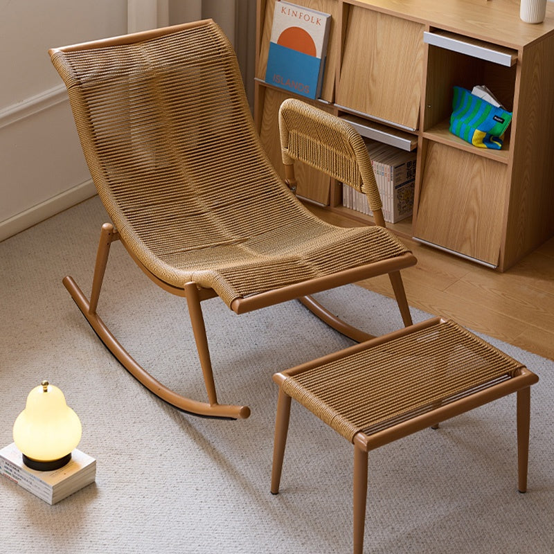 ロッキングチェア オットマンセット 椅子 リラックスチェア 籐調デザイン 北欧 おしゃれ 通気性 快適 疲れない 背もたれ ナチュラル モダン イス 高級感
