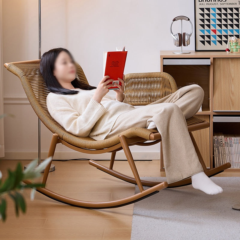 ロッキングチェア オットマンセット 椅子 リラックスチェア 籐調デザイン 北欧 おしゃれ 通気性 快適 疲れない 背もたれ ナチュラル モダン イス 高級感
