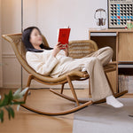ロッキングチェア オットマンセット 椅子 リラックスチェア 籐調デザイン 北欧 おしゃれ 通気性 快適 疲れない 背もたれ ナチュラル モダン イス 高級感