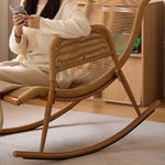ロッキングチェア オットマンセット 椅子 リラックスチェア 籐調デザイン 北欧 おしゃれ 通気性 快適 疲れない 背もたれ ナチュラル モダン イス 高級感