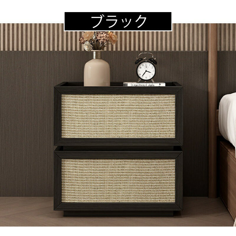【完成品】ナイトテーブル サイドテーブル 引出 完成品 幅40cm 木製 ラグジュアリー 高級感 ラタン風 ラタン お手入れ簡単 インテリア 家具 おしゃれ 北欧 モダン 一人暮らし リビング かわいい アンティーク