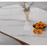 Casaconer | 伸長式セラミックダイニングテーブル・丸型・幅75~120cm・4人掛け/6人掛け・食卓テーブル・ラウンドテーブル・モダン・北欧風・大理石柄・セラミック天板・木脚・おしゃれ