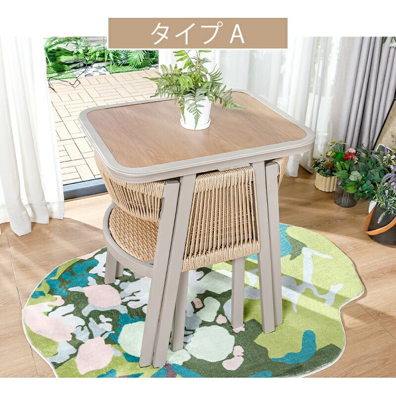 ガーデンテーブル チェア セット 3点セット チェア2脚 ガーデニング ガーデンファニチャー 机 ベランダ 椅子 チェア 雨ざらし 防水 庭 外用イス ラテス アウトドア 屋外家具 木目調 アンティーク調
