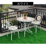 ガーデンテーブル チェア 3点セット 幅65/80 テーブル 雨ざらし 外用 ガーデニング 肘ありチェア 2脚 水洗い 庭 ガーデンテーブルセット バルコニー ガーデン家具 ベランダ おしゃれ 屋外 白 ホワイト