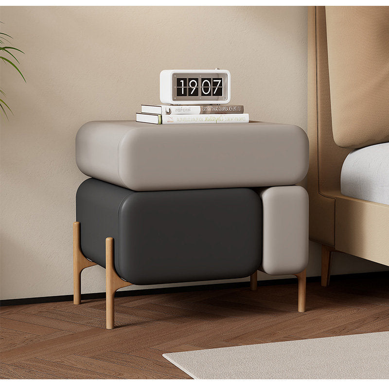 Casaconer | ナイトテーブル・レザー張り・おしゃれ・北欧・スリム・サイドテーブル・収納・ベッド