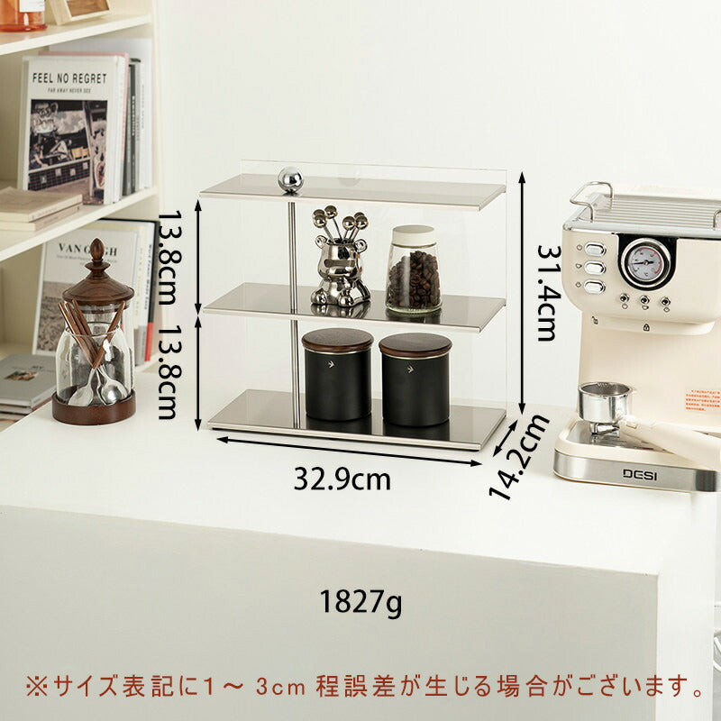 アクリル製 香水ラック 幅40cm 卓上2段収納 化粧品ラック 置物棚 透明デザイン 小物収納 おしゃれ シンプル 省スペース インテリアラック