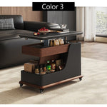 テーブル・ローテーブル・サイドテーブル・センターテーブル・昇降テーブル・多機能テーブル・ウォルナットカラー/ホワイト/ブラック・幅75cm・高さ56~71cm・多機能デザイン・無垢材・収納ワゴン・キャスター付き・在宅ワーク・コンパクト家具