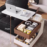 Casaconer | テーブル・ローテーブル・サイドテーブル・センターテーブル・昇降テーブル・多機能テーブル・ウォルナットカラー/ホワイト/ブラック・幅75cm・高さ56~71cm・多機能デザイン・無垢材・収納ワゴン・キャスター付き・在宅ワーク・コンパクト家具