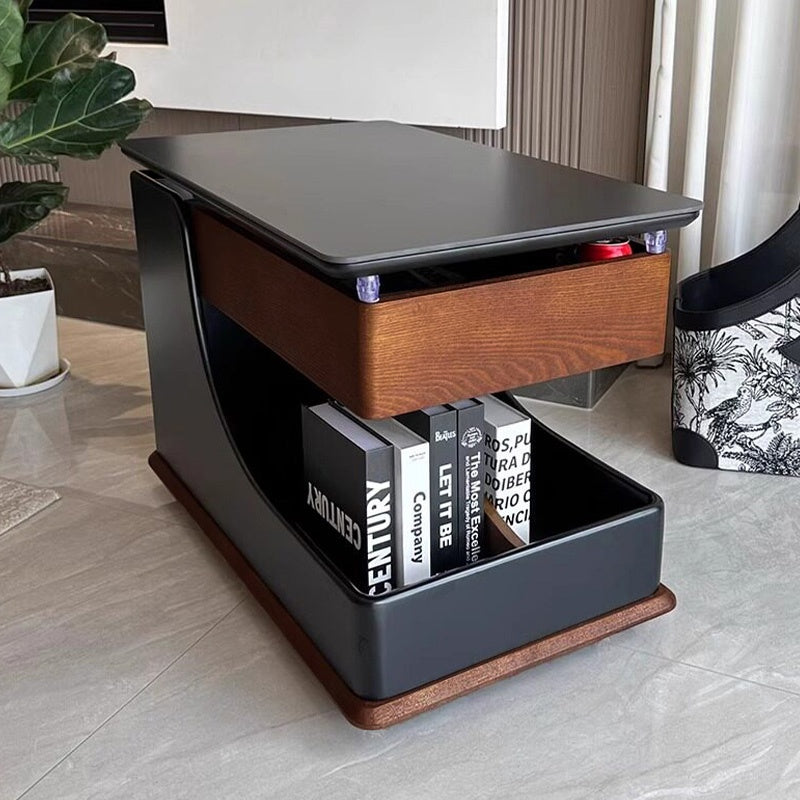 テーブル・ローテーブル・サイドテーブル・センターテーブル・昇降テーブル・多機能テーブル・ウォルナットカラー/ホワイト/ブラック・幅75cm・高さ56~71cm・多機能デザイン・無垢材・収納ワゴン・キャスター付き・在宅ワーク・コンパクト家具