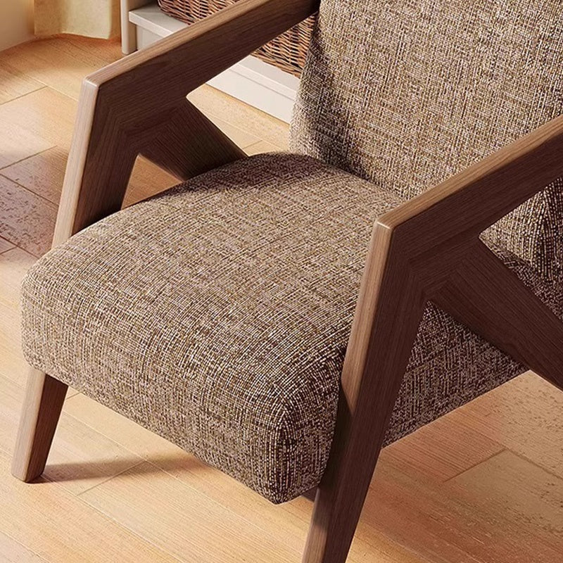 Casaconer | 一人掛けソファ・北欧風・パーソナルチェア・ファブリック・木製フレーム・幅63cm・奥行83cm・高さ77cm・アームチェア・おしゃれ・モダンデザイン・ブラック/ウォルナットカラー・麻布張り・スポンジクッション付き