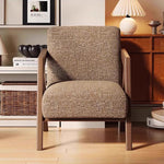 Casaconer | 一人掛けソファ・北欧風・パーソナルチェア・ファブリック・木製フレーム・幅63cm・奥行83cm・高さ77cm・アームチェア・おしゃれ・モダンデザイン・ブラック/ウォルナットカラー・麻布張り・スポンジクッション付き