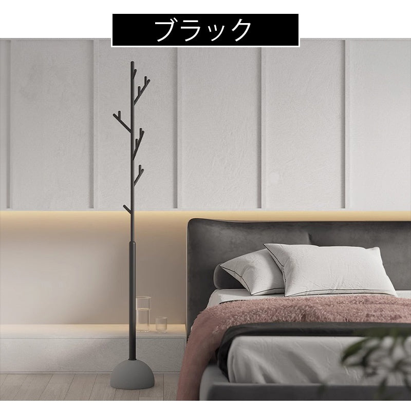 ポールハンガー スチール製 高さ180cm 立て置きタイプ コートハンガー 洋服掛け 省スペース デザイン インテリア 寝室 室内用 ブラック/レッド