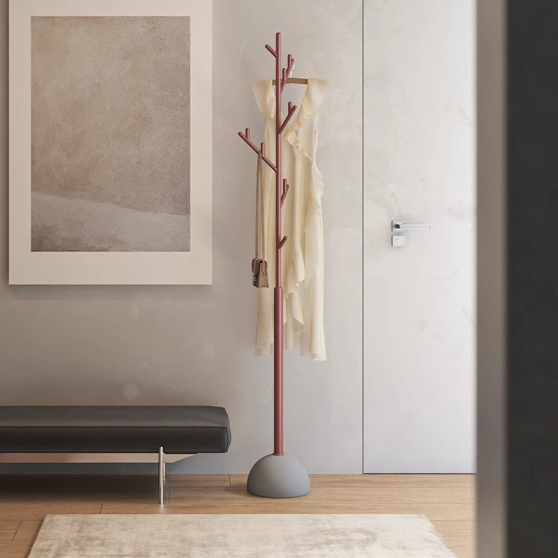 ポールハンガー スチール製 高さ180cm 立て置きタイプ コートハンガー 洋服掛け 省スペース デザイン インテリア 寝室 室内用 ブラック/レッド