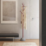 ポールハンガー スチール製 高さ180cm 立て置きタイプ コートハンガー 洋服掛け 省スペース デザイン インテリア 寝室 室内用 ブラック/レッド