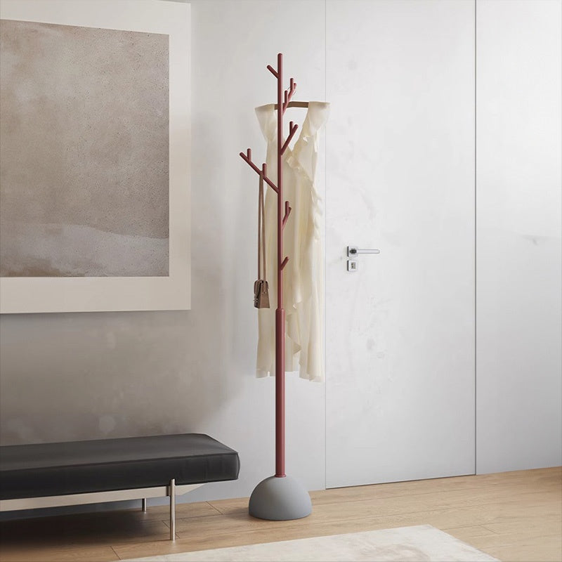 ポールハンガー スチール製 高さ180cm 立て置きタイプ コートハンガー 洋服掛け 省スペース デザイン インテリア 寝室 室内用 ブラック/レッド