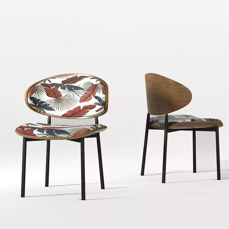 Casaconer | ダイニングチェア・花柄デザイン・幅50cm・グリーン/レッド・金属脚・デザイナーチェア