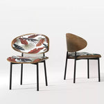 Casaconer | ダイニングチェア・花柄デザイン・幅50cm・グリーン/レッド・金属脚・デザイナーチェア