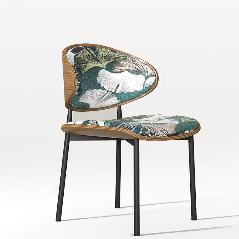 Casaconer | ダイニングチェア・花柄デザイン・幅50cm・グリーン/レッド・金属脚・デザイナーチェア