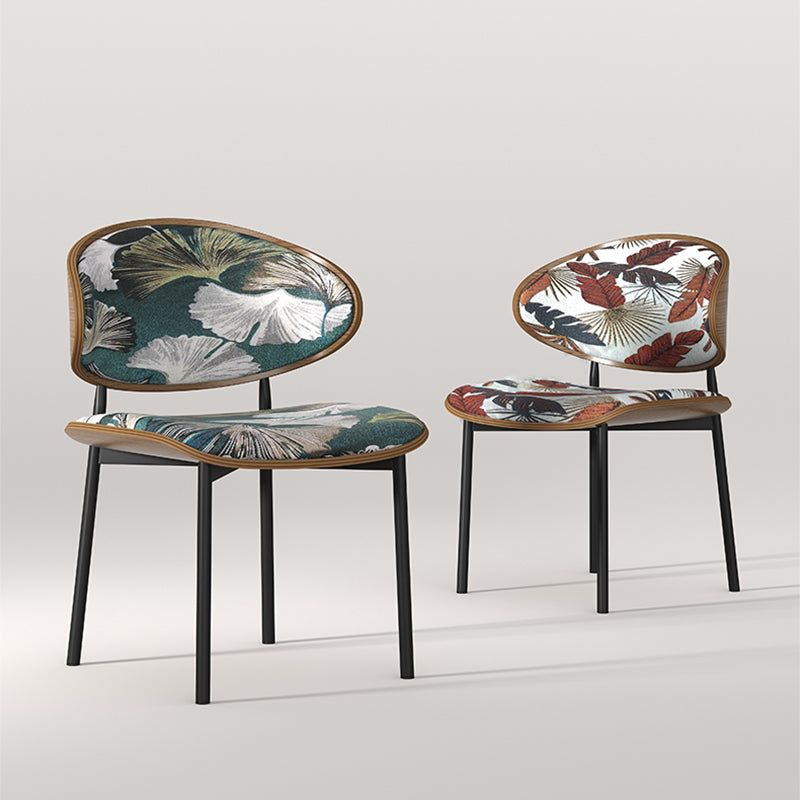 Casaconer | ダイニングチェア・花柄デザイン・幅50cm・グリーン/レッド・金属脚・デザイナーチェア