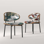 Casaconer | ダイニングチェア・花柄デザイン・幅50cm・グリーン/レッド・金属脚・デザイナーチェア