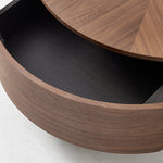 Casaconer | センターテーブル・丸型・収納付き・サイドテーブル一体型・幅80cm・木目デザイン