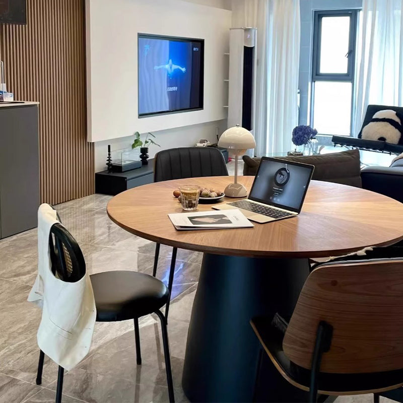 Casaconer | 無垢材ダイニングテーブル・丸食卓・おしゃれ・円形・スチール脚・2人/4人/6人掛け