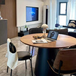 Casaconer | 無垢材ダイニングテーブル・丸食卓・おしゃれ・円形・スチール脚・2人/4人/6人掛け