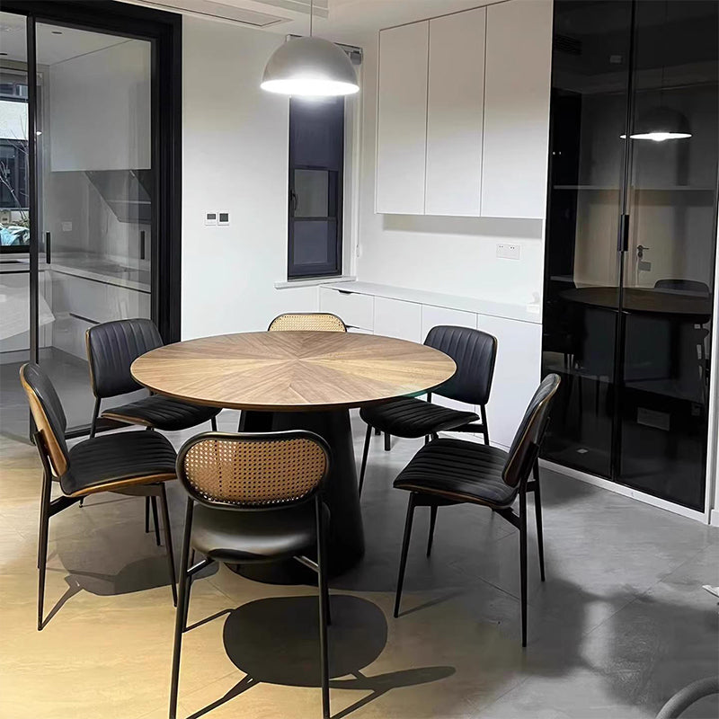 Casaconer | 無垢材ダイニングテーブル・丸食卓・おしゃれ・円形・スチール脚・2人/4人/6人掛け