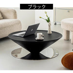 リビングテーブル スチール製 円形 フライングソーサーデザイン 幅80cm/100cm ローテーブル モダンインテリア ミニマル スタイル ソファテーブル ブラック/ホワイト おしゃれ 造形美