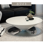 リビングテーブル スチール製 円形 フライングソーサーデザイン 幅80cm/100cm ローテーブル モダンインテリア ミニマル スタイル ソファテーブル ブラック/ホワイト おしゃれ 造形美