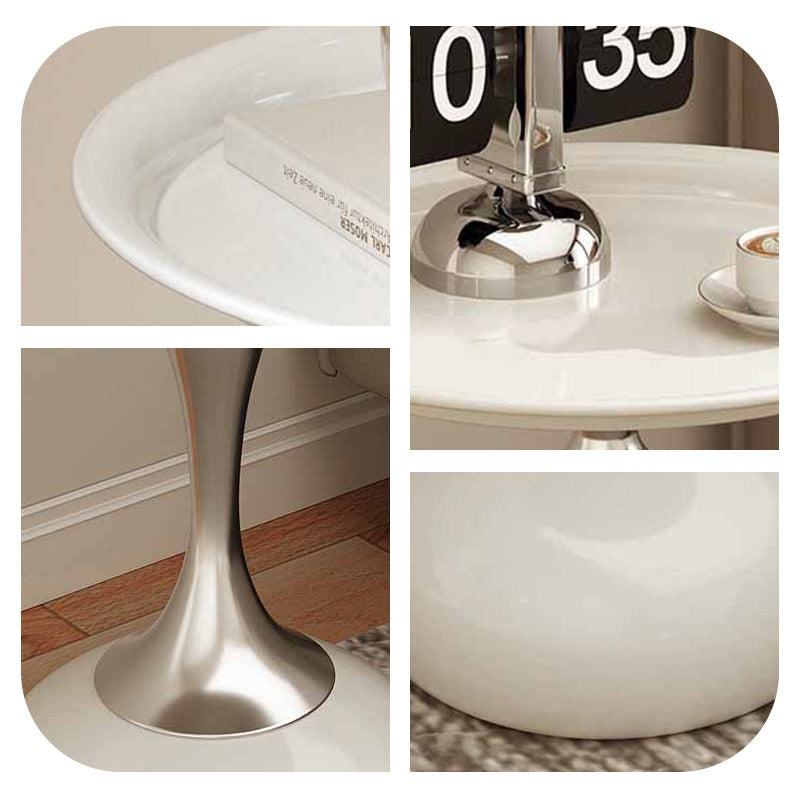 サイドテーブル 幅40cm スチール製 モダンデザイン ベージュ/ブラック シルバーカラー 高級感 小型ローテーブル ベッドサイド ソファ横テーブル 置き台 造形美 デザイン インテリア おしゃれ