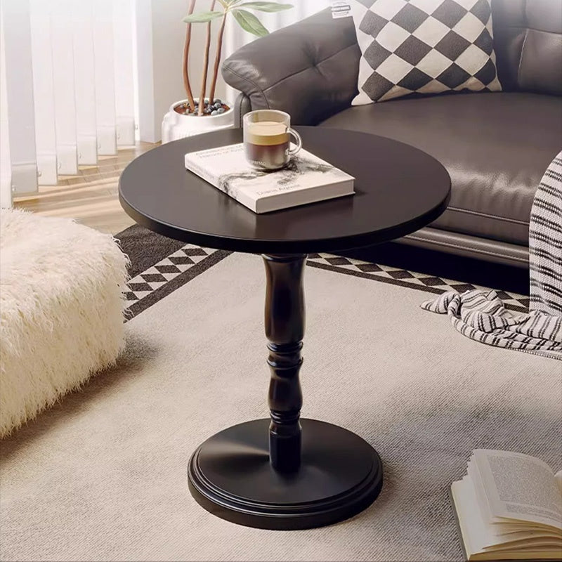 Casaconer | カフェテーブル・直径45cm・高さ80cm・ホワイト/ブラック・一人暮らし・小さめ・サイドテーブル・1本脚・カフェ風・テーブル・ダイニング・2人・小さい・北欧・2人用・リビングテーブル・丸・円形テーブル・サイドデスク・おしゃれ・北欧・木製・天然木・無垢材天板・スチール脚