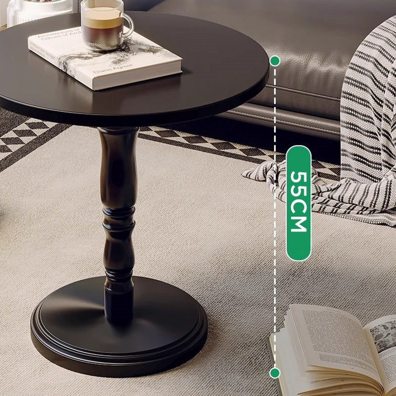 Casaconer | カフェテーブル・直径45cm・高さ80cm・ホワイト/ブラック・一人暮らし・小さめ・サイドテーブル・1本脚・カフェ風・テーブル・ダイニング・2人・小さい・北欧・2人用・リビングテーブル・丸・円形テーブル・サイドデスク・おしゃれ・北欧・木製・天然木・無垢材天板・スチール脚