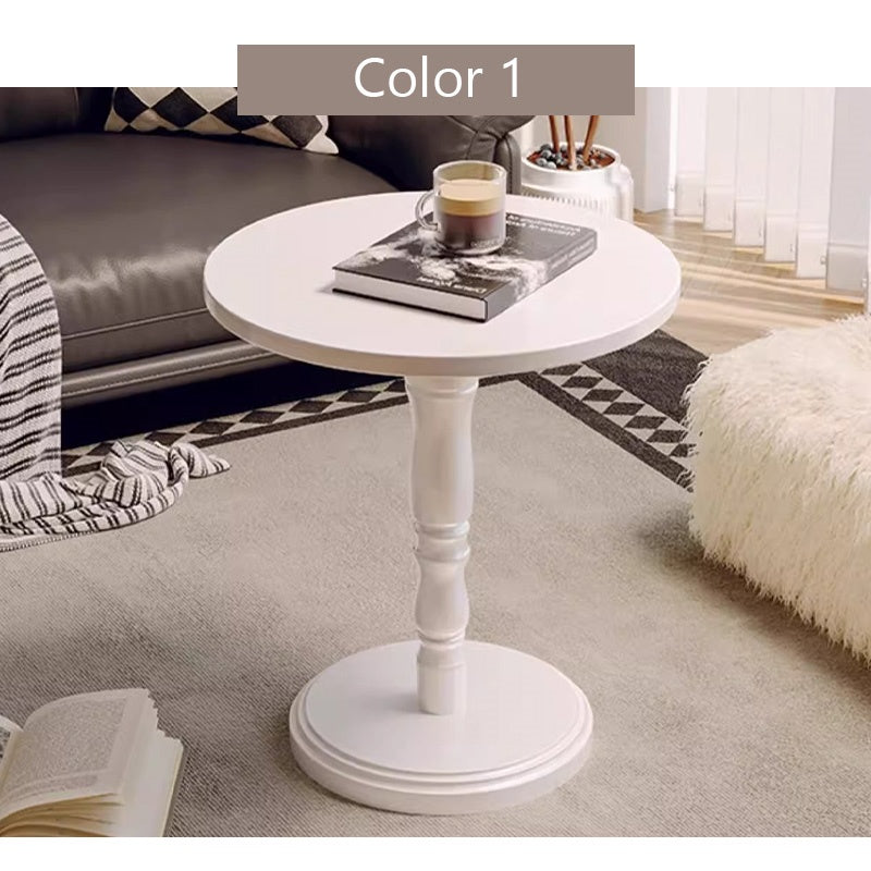 Casaconer | カフェテーブル・直径45cm・高さ80cm・ホワイト/ブラック・一人暮らし・小さめ・サイドテーブル・1本脚・カフェ風・テーブル・ダイニング・2人・小さい・北欧・2人用・リビングテーブル・丸・円形テーブル・サイドデスク・おしゃれ・北欧・木製・天然木・無垢材天板・スチール脚