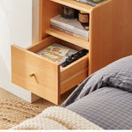 Casaconer | ほぼ完成品・脚の取り付けが必要・ナイトテーブル・サイドテーブル・ベッドサイドチェスト・ベッドサイド・木製・収納・おしゃれ・コンセント・引き出し・シンプル・モダン・ナチュラル・寝室収納・読書・スリム・コンパクト・ダークブラウン・ナチュラル