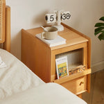 Casaconer | ほぼ完成品・脚の取り付けが必要・ナイトテーブル・サイドテーブル・ベッドサイドチェスト・ベッドサイド・木製・収納・おしゃれ・コンセント・引き出し・シンプル・モダン・ナチュラル・寝室収納・読書・スリム・コンパクト・ダークブラウン・ナチュラル