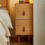 Casaconer | ほぼ完成品・脚の取り付けが必要・ナイトテーブル・サイドテーブル・ベッドサイドチェスト・ベッドサイド・木製・収納・おしゃれ・コンセント・引き出し・シンプル・モダン・ナチュラル・寝室収納・読書・スリム・コンパクト・ダークブラウン・ナチュラル