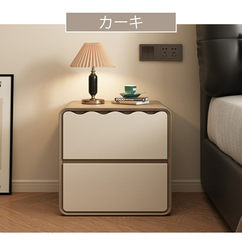 【完成品】ナイトテーブル サイドテーブル 引出 完成品 幅40cm ベージュ ホワイト 白 ラグジュアリー 高級感 レザー風 合成皮革 お手入れ簡単 インテリア 家具 おしゃれ 北欧 モダン 一人暮らし リビング かわいい 韓国風