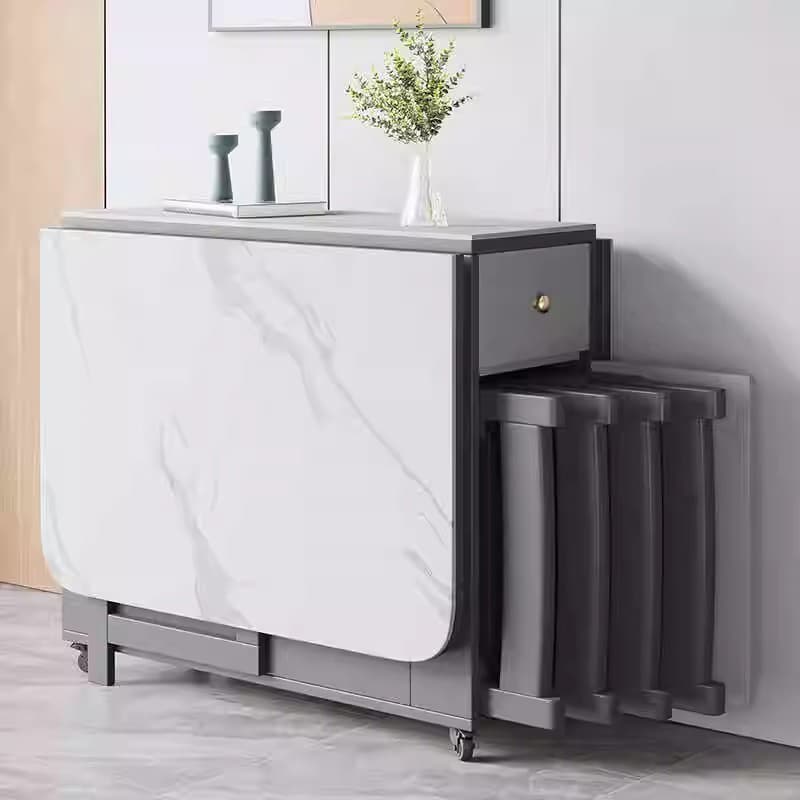 Casaconer | ダイニングテーブル・折りたたみ・4人・6人・折りたたみ・折り畳み・セラミック天板・テーブルのみ・ダイニング・幅120/150・シンプル・4人掛け用・6人掛け用・おしゃれ・食卓・北欧・アンティーク風・カフェ風・テーブル単品/5点セット